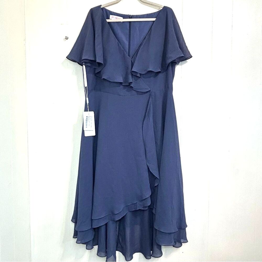 JJs HOUSE NEW Stormy Chiffon Wrap Maxi Dress Size 18W Wedding Elegant Dress